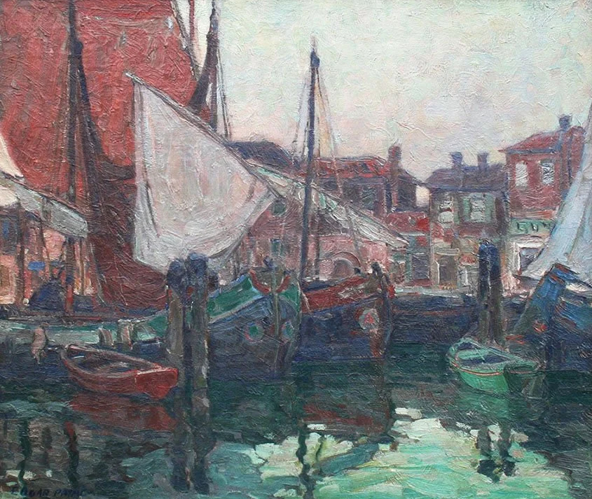Edgar Payne Oil Painting - Italian Cargo Boats at Rest